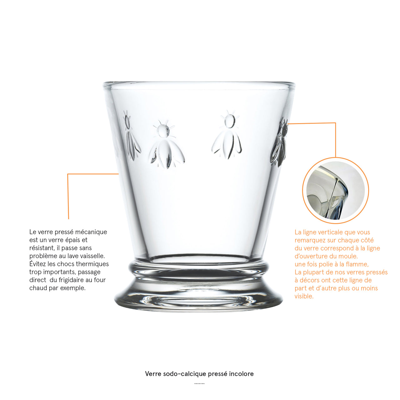 Taza transparente con forma de abeja