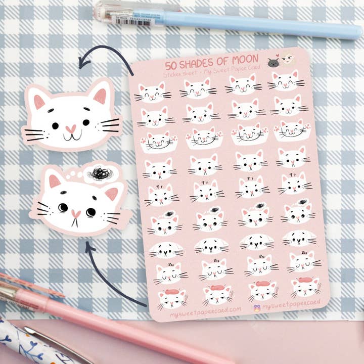 Feuille de stickers Humeur Chat
