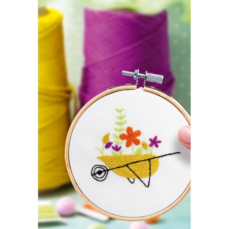 Vegetable wheelbarrow embroidery kit