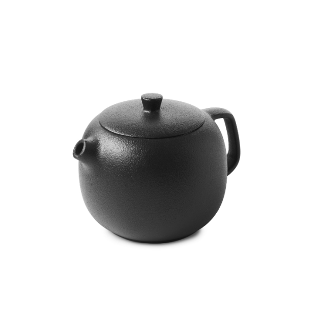 Tetera de cerámica con efecto de hierro fundido negro