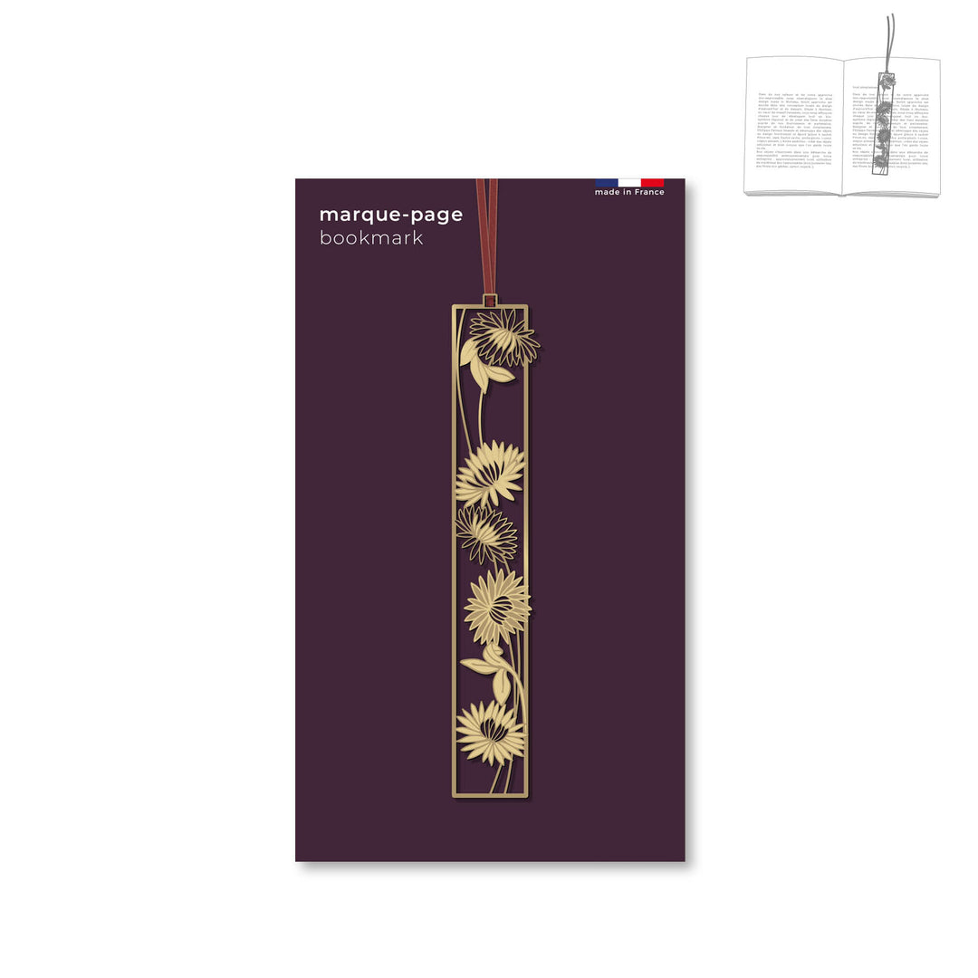 Marque-page ruban en métal doré - Art nouveau Pivoine