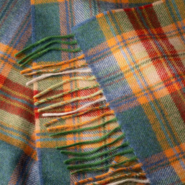Écharpe Mérinos Carreaux Mer Vert Rouille - John Hanly
