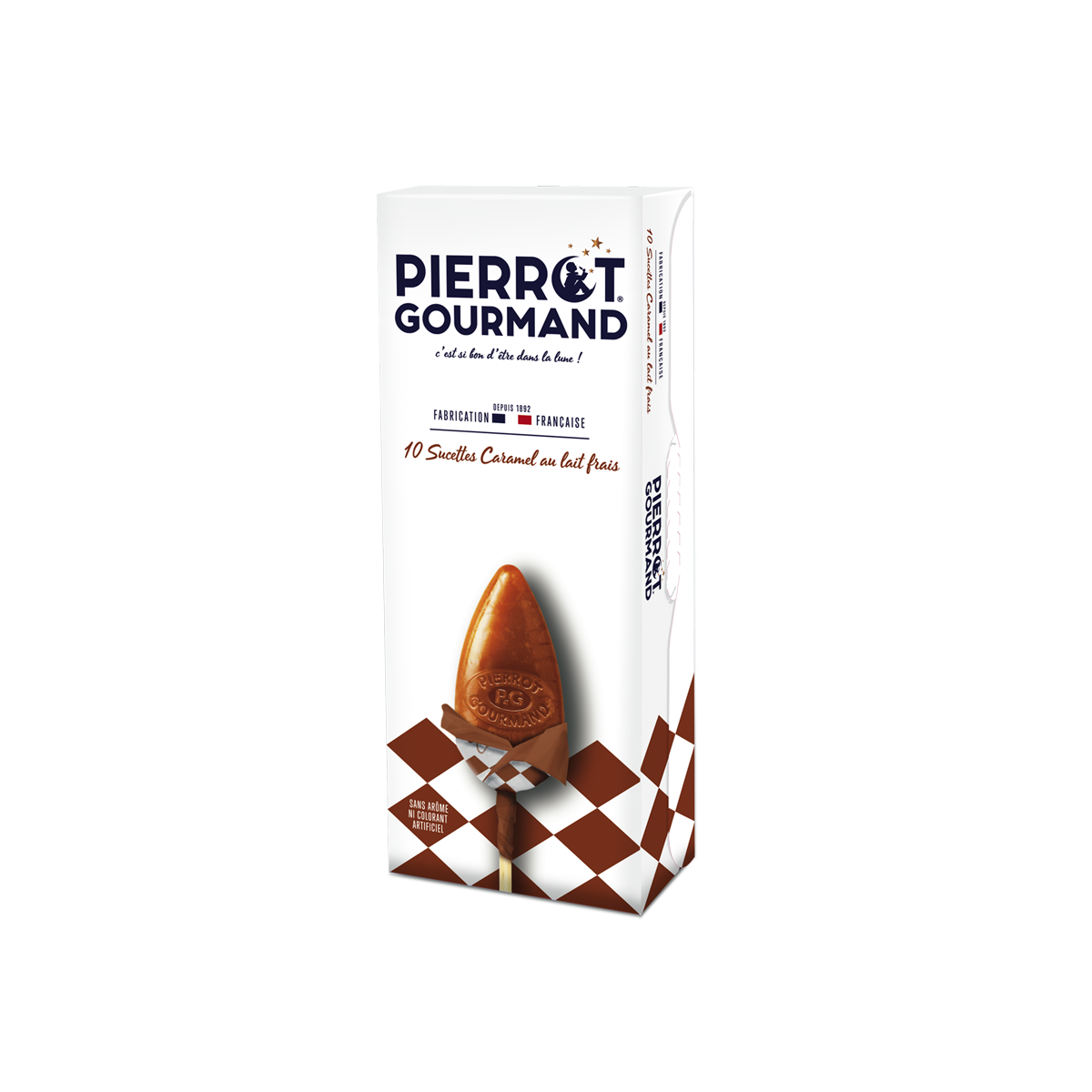Étui de sucettes caramel au lait frais Pierrot Gourmand
