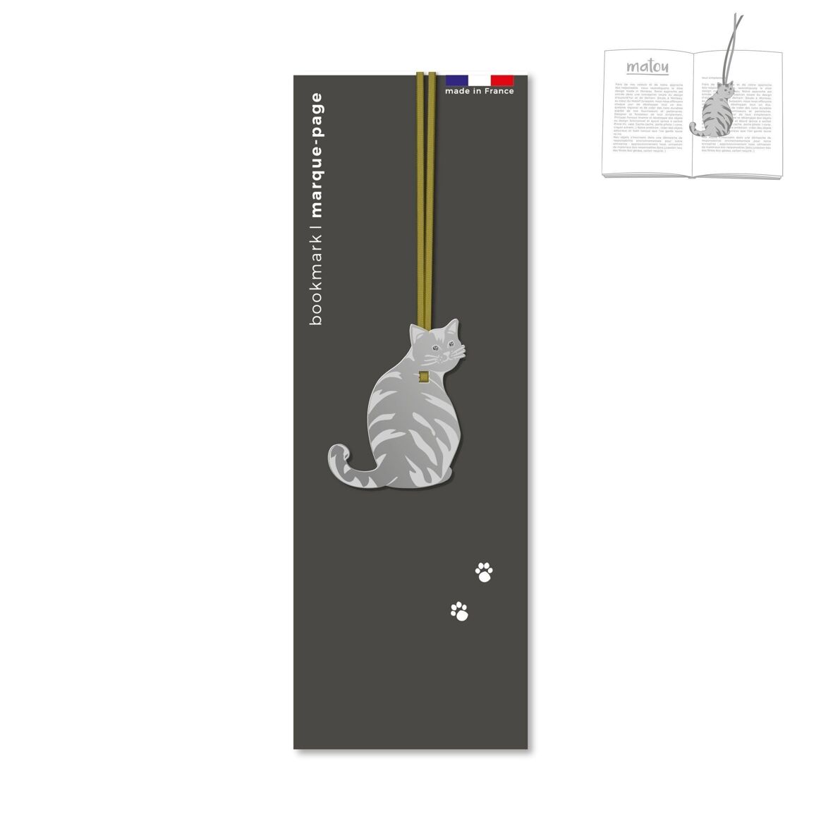 Marque-page en métal Chat Matou