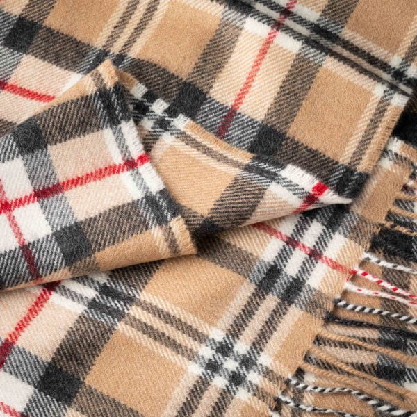 Écharpe Mérinos Tartan Camel Classique