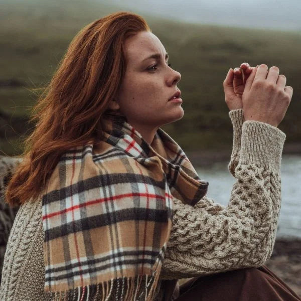 Écharpe Mérinos Tartan Camel Classique