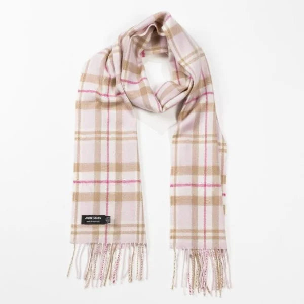 Écharpe Mérinos Carreaux Rose et Blanc