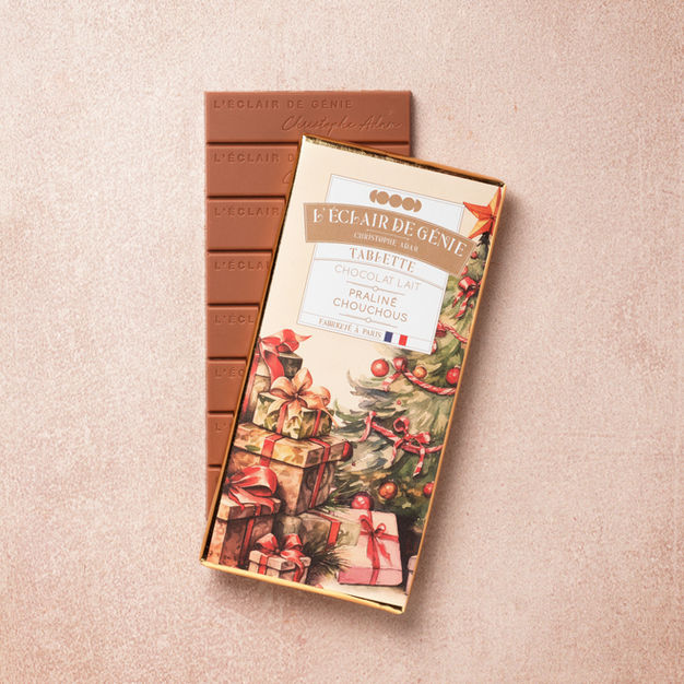 Tablette Chocolat au Lait Fourrée Praliné Chouchou de Noël