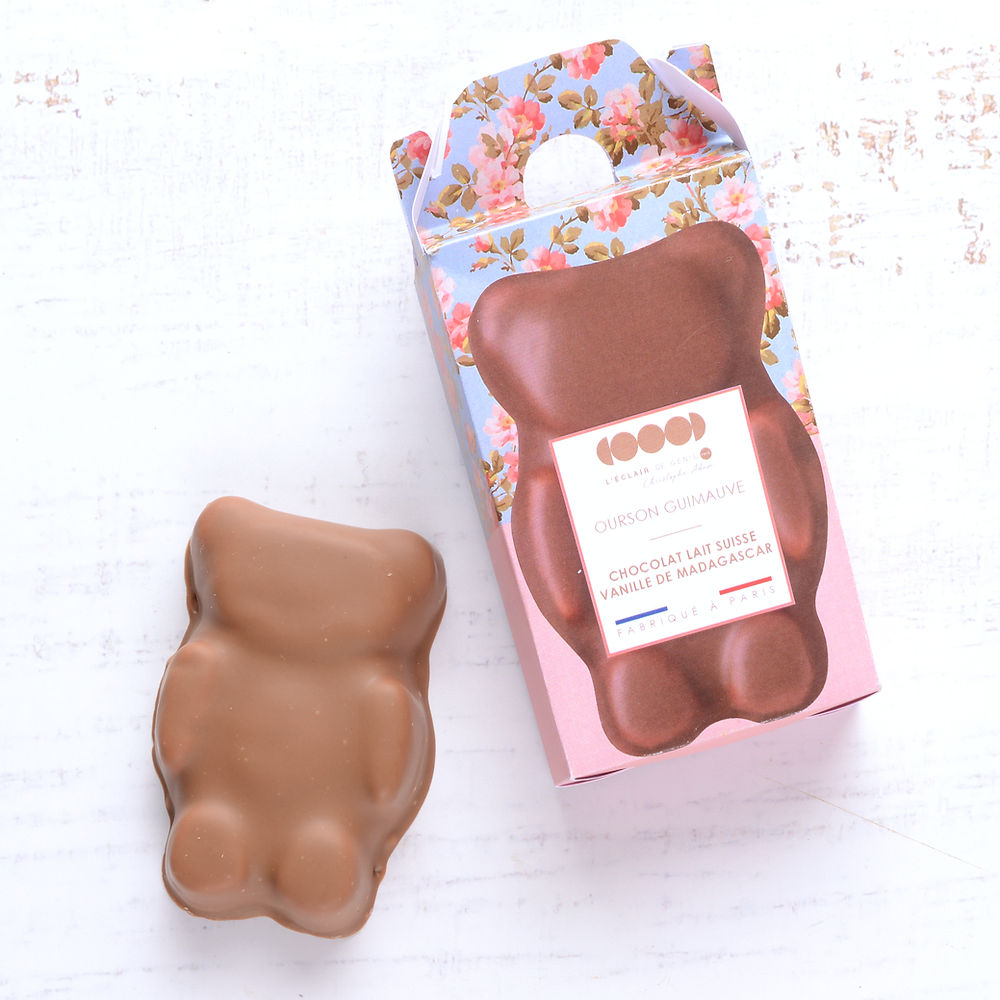 Osito de malvavisco con chocolate con leche y vainilla