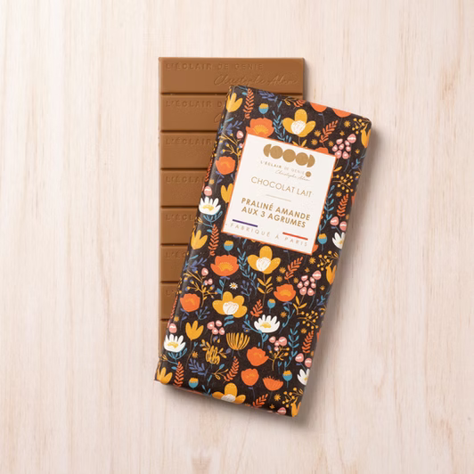 Tablette Chocolat au Lait Praliné Amande aux 3 Agrumes
