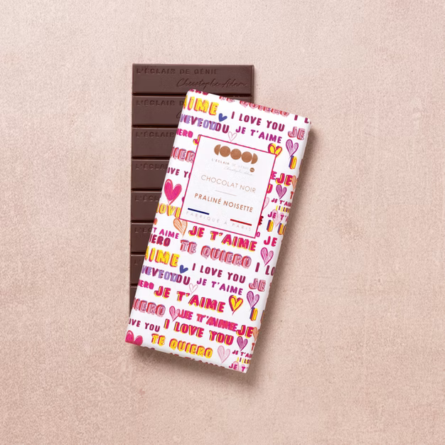 Tablette Chocolat Noir Fourrée Praliné Noisette Saint-Valentin