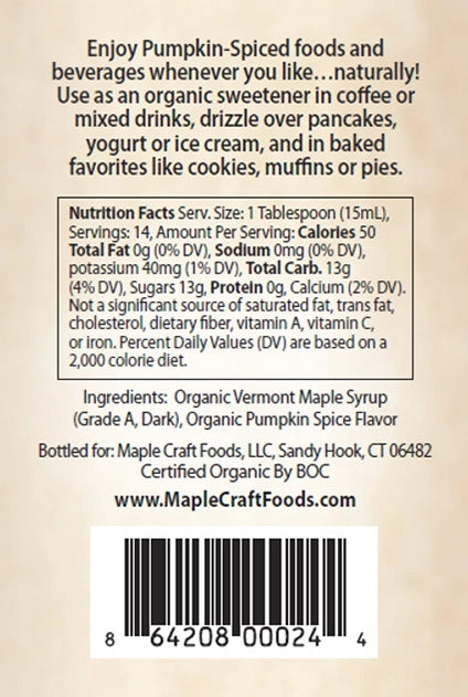 Sirop d'érable Pumpkin Spice