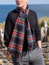 Écharpe Mérinos Tartan Stewart Noir 156 - John Hanly