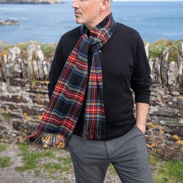 Écharpe Mérinos Tartan Stewart Noir 156 - John Hanly