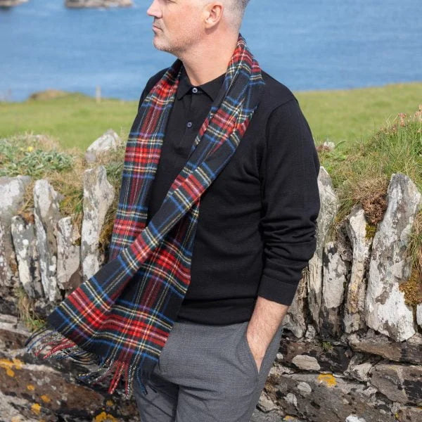 Écharpe Mérinos Tartan Stewart Noir 156 - John Hanly