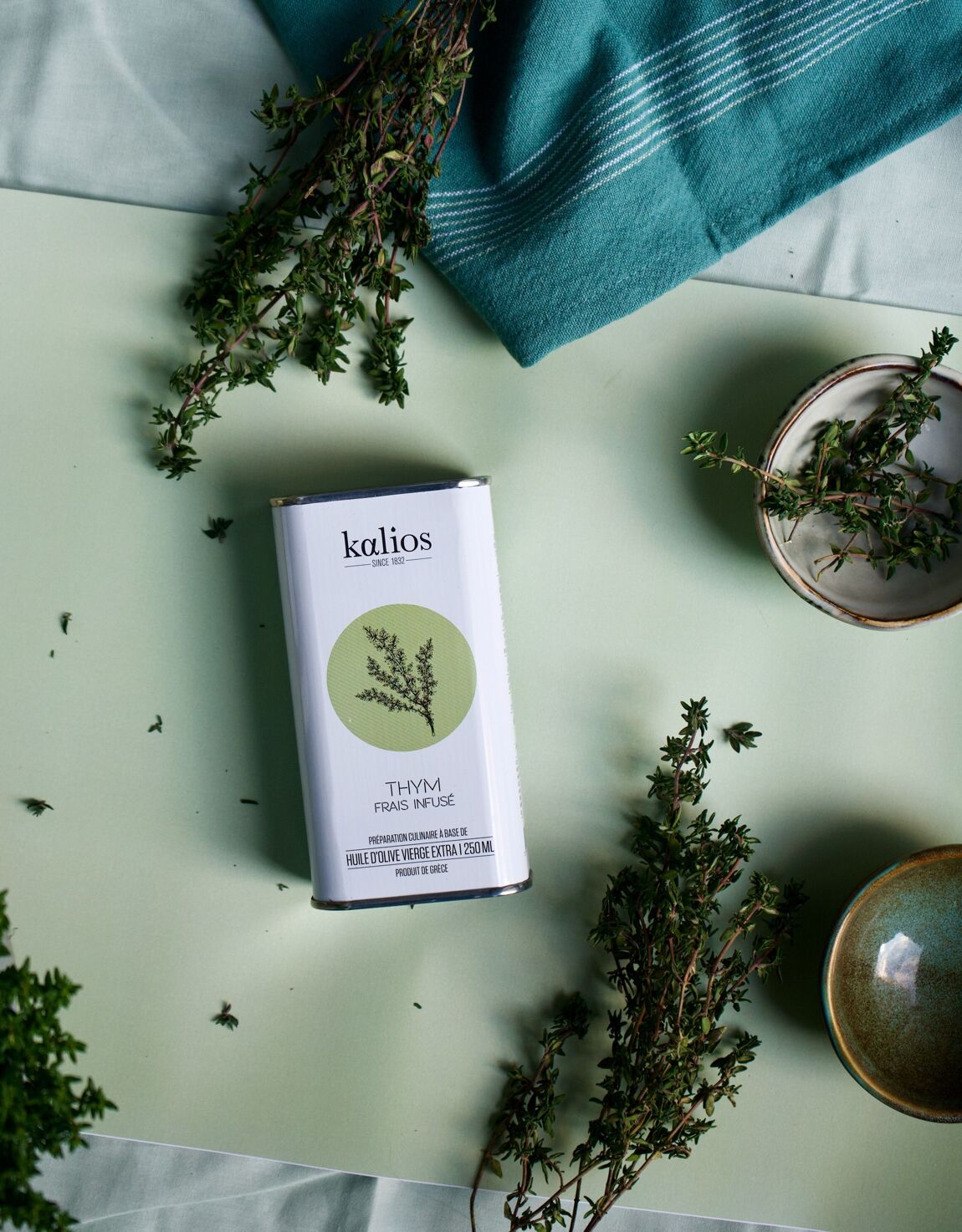 Olive oil infused with fresh thyme