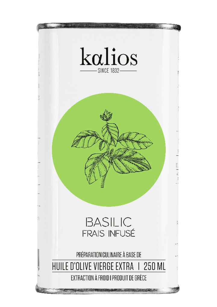 Huile d’olive infusée au basilic frais