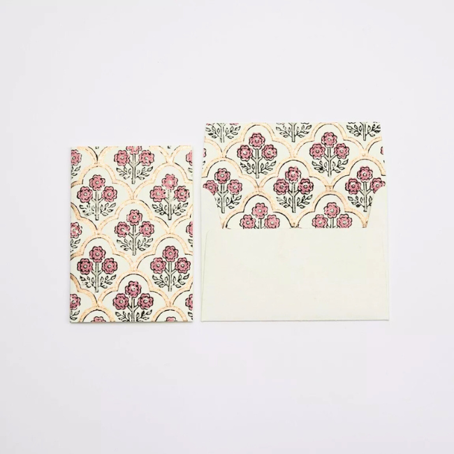 Carte Block Print Treillis Rose Terre