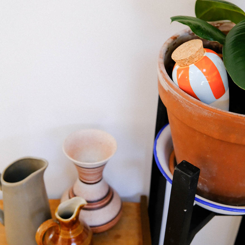 Olla Rayé Orange et Bleu