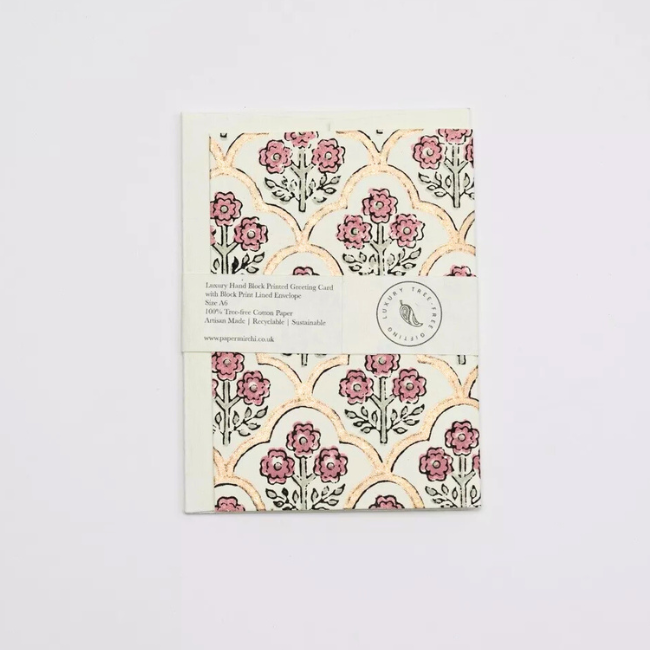 Carte Block Print Treillis Rose Terre