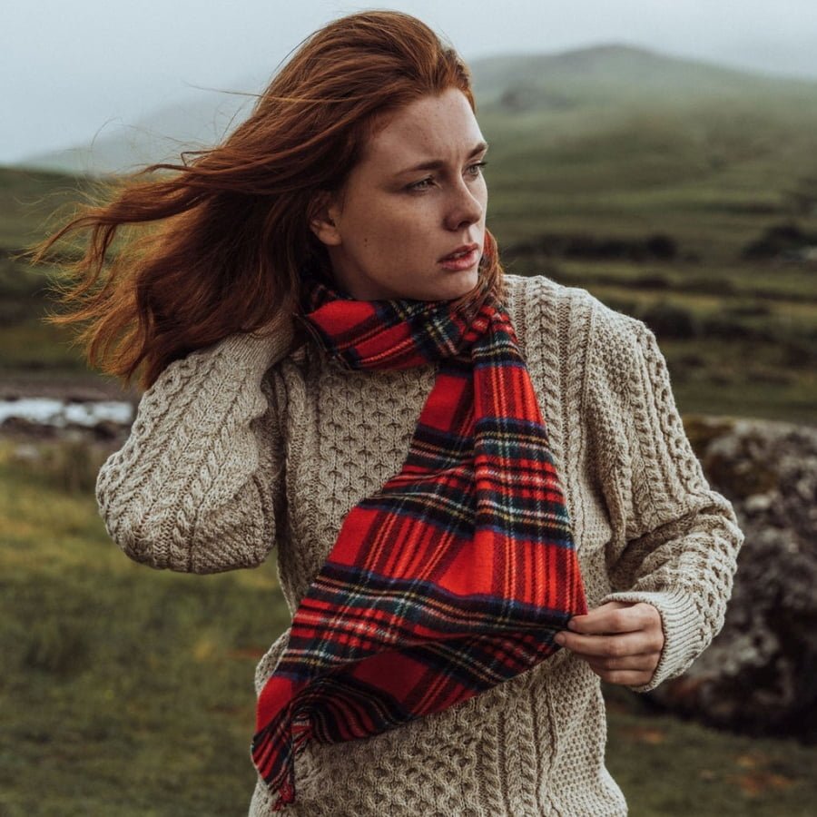 Écharpe en laine courte - Tartan Royal Stewart 244