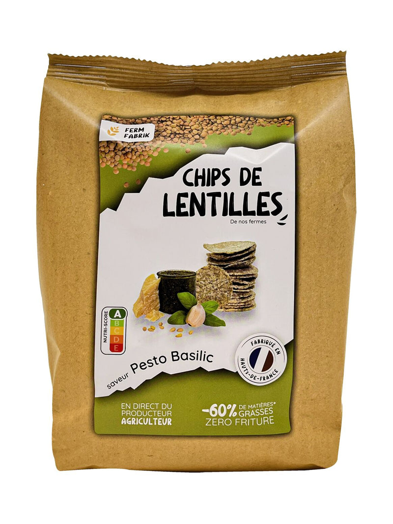 Chips artisanales de Lentilles fermières - Saveur Pesto Basilic