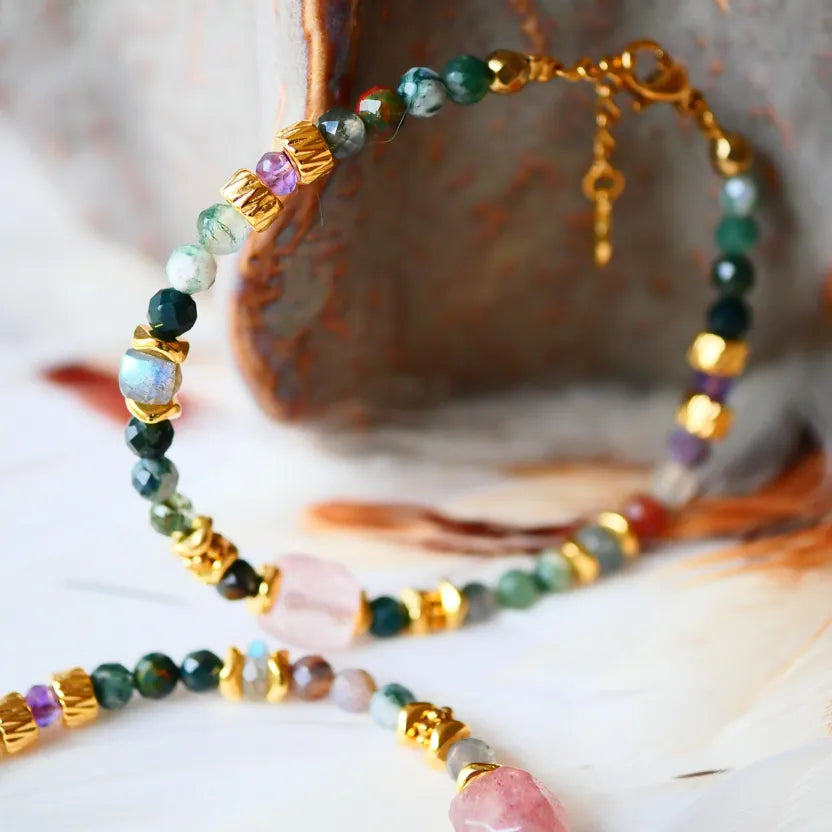 Bracelet Jasmit - Agate indienne et Quartz cherry