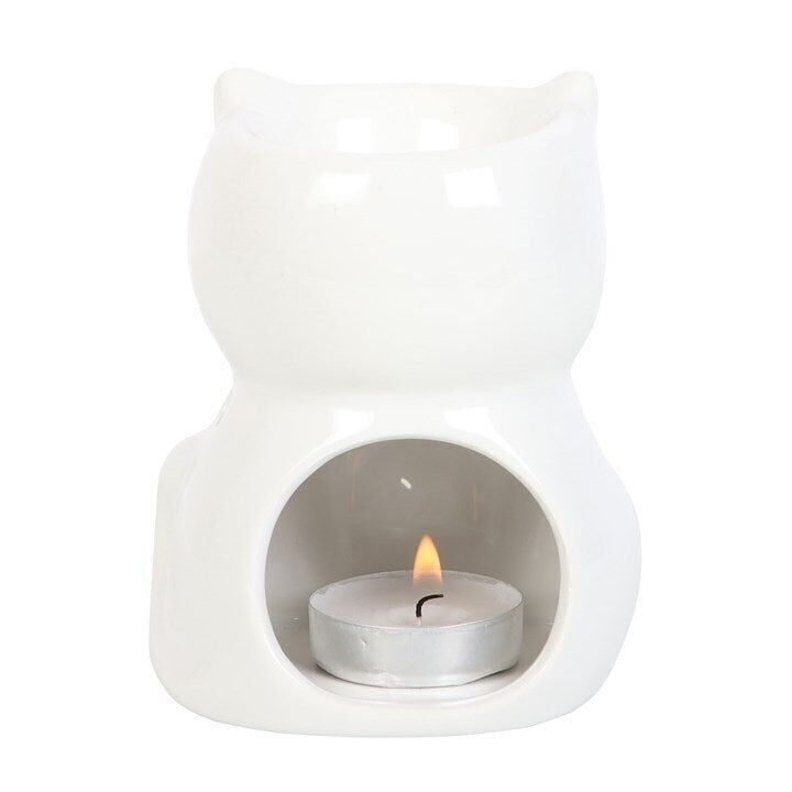 Quemador de perfume de gato blanco