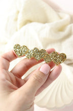 Barrette 5 cœurs paillettes dorées