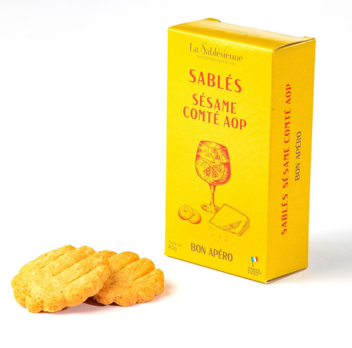 Pequeñas galletas saladas de mantequilla con sésamo Comté AOP 