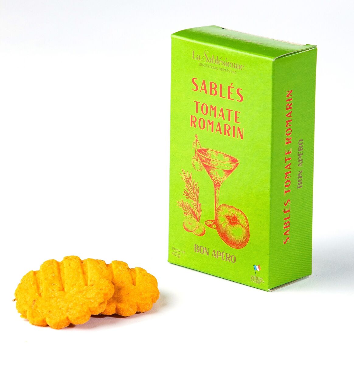 Galletas pequeñas de mantequilla, tomate y romero 