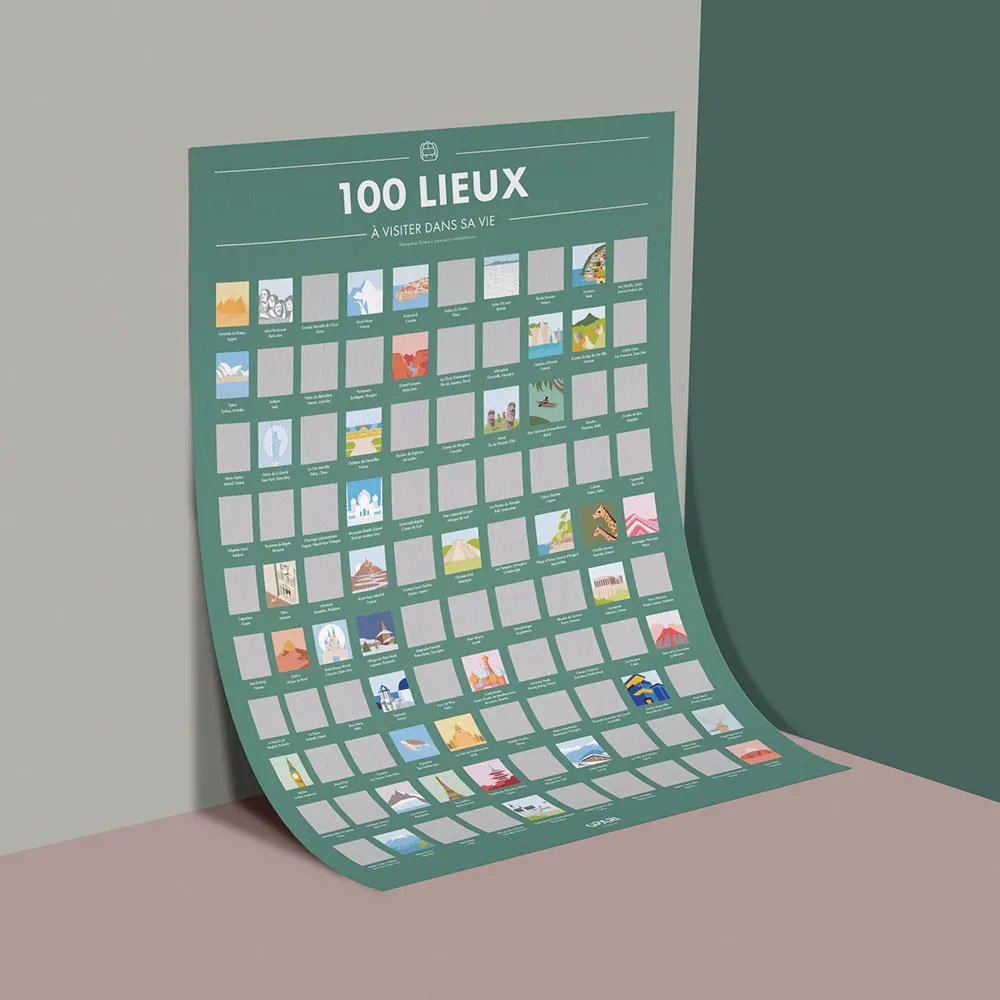 Poster À Gratter 100 Lieux À Visiter Dans Sa Vie