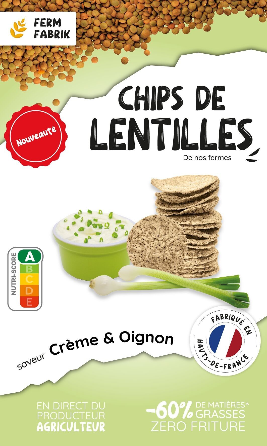 Chips Artisanales De Lentilles Crème & Oignon