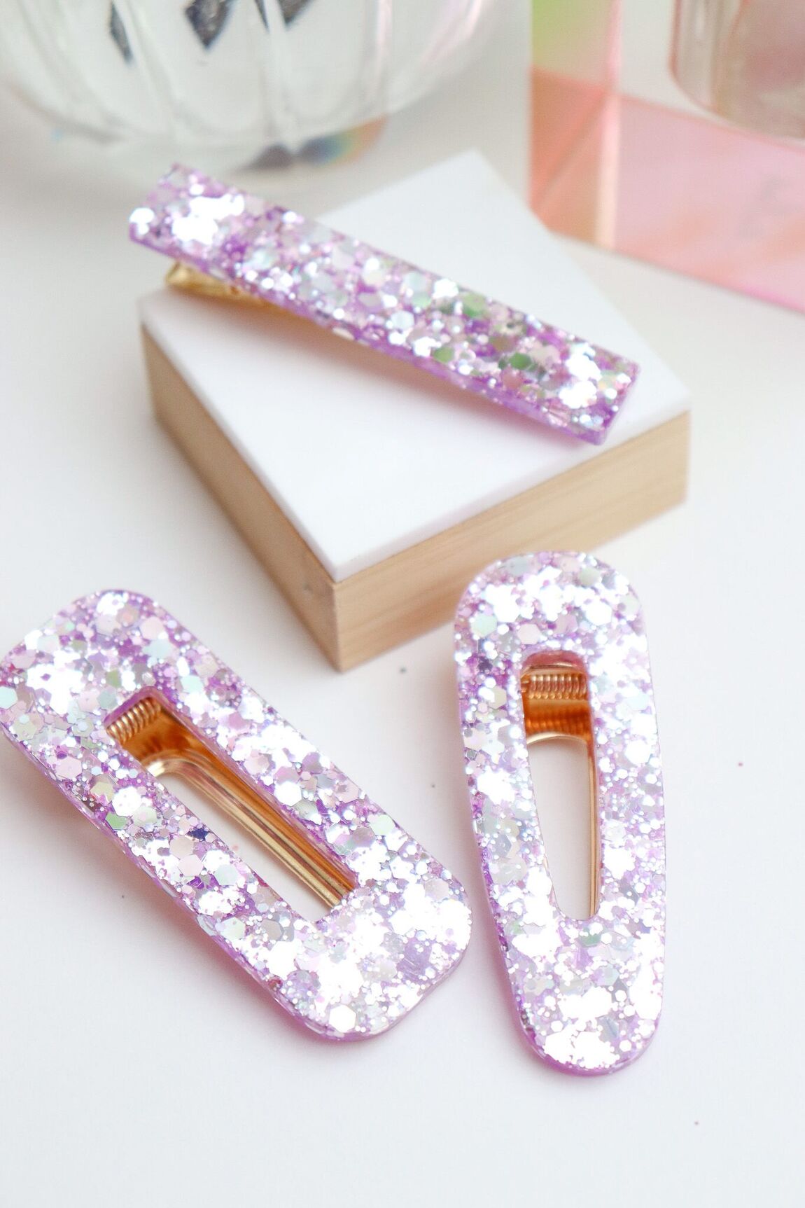 Barrette rectangle paillettes