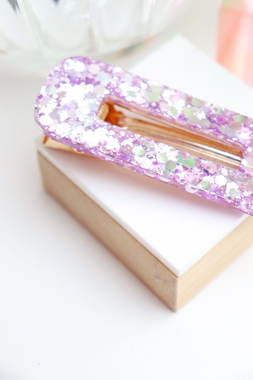 Barrette rectangle paillettes