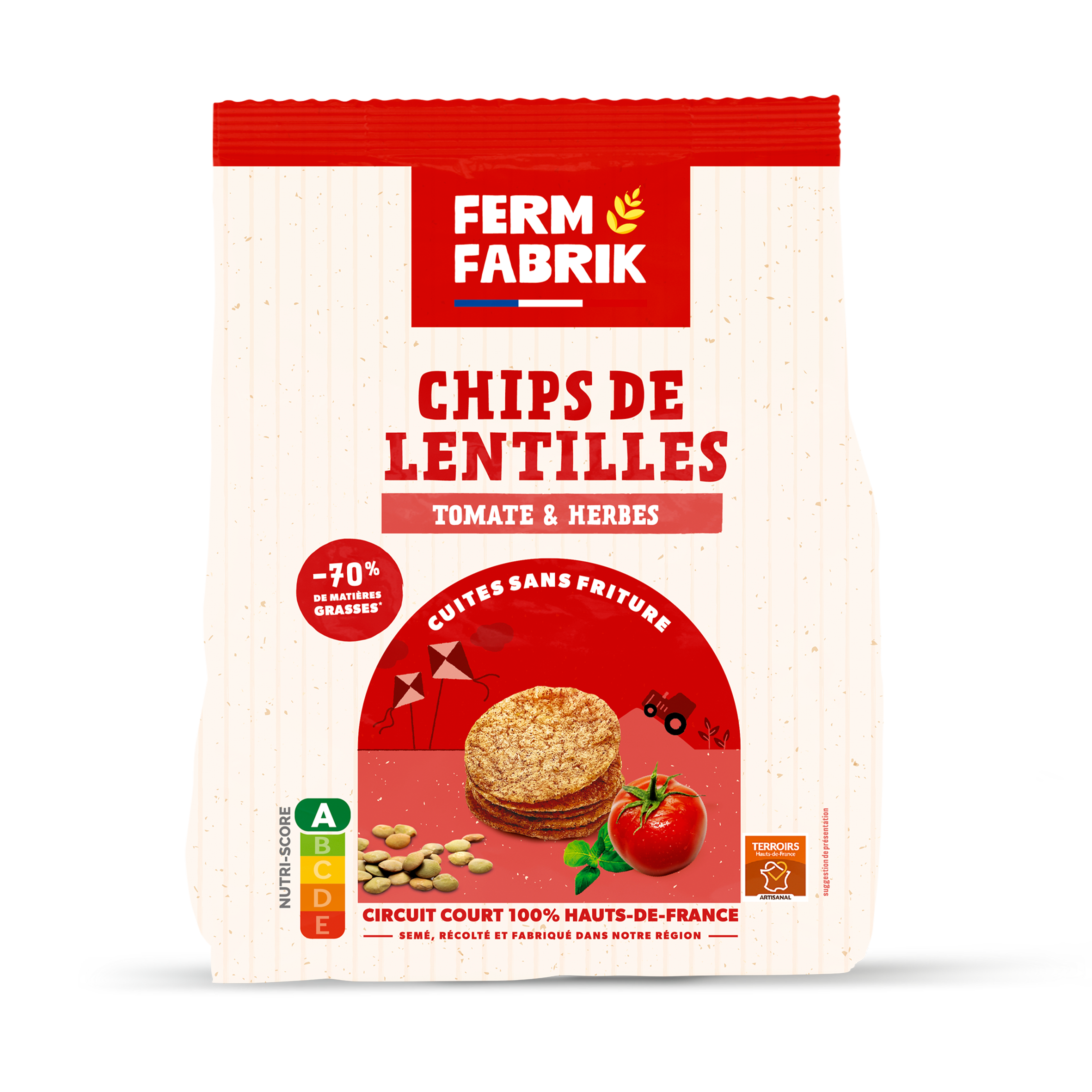 Chips Artisanales de Lentilles Fermières Tomates et Herbes