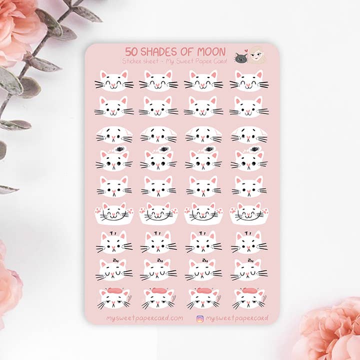 Feuille de stickers Humeur Chat