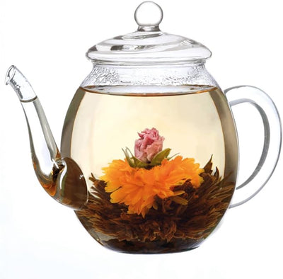 fleur de thé théière transparente