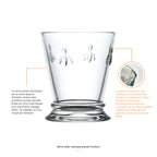 Taza transparente con forma de abeja