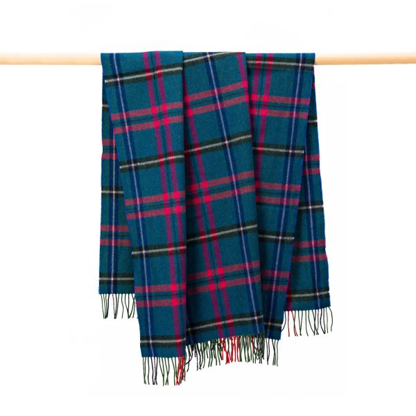 Plaid en Laine D'agneau Carreaux Bleu Rose - John Hanly