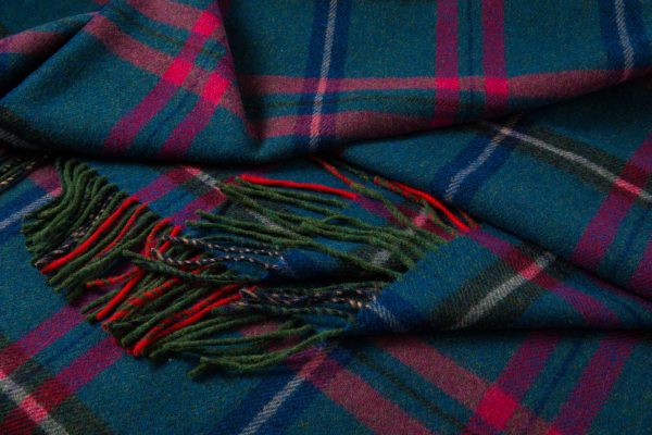 Plaid en Laine D'agneau Carreaux Bleu Rose - John Hanly