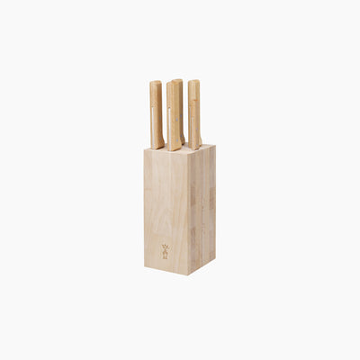 Bloc en bois de hêtre garni de 5 couteaux de cuisine de la collection Parallèle