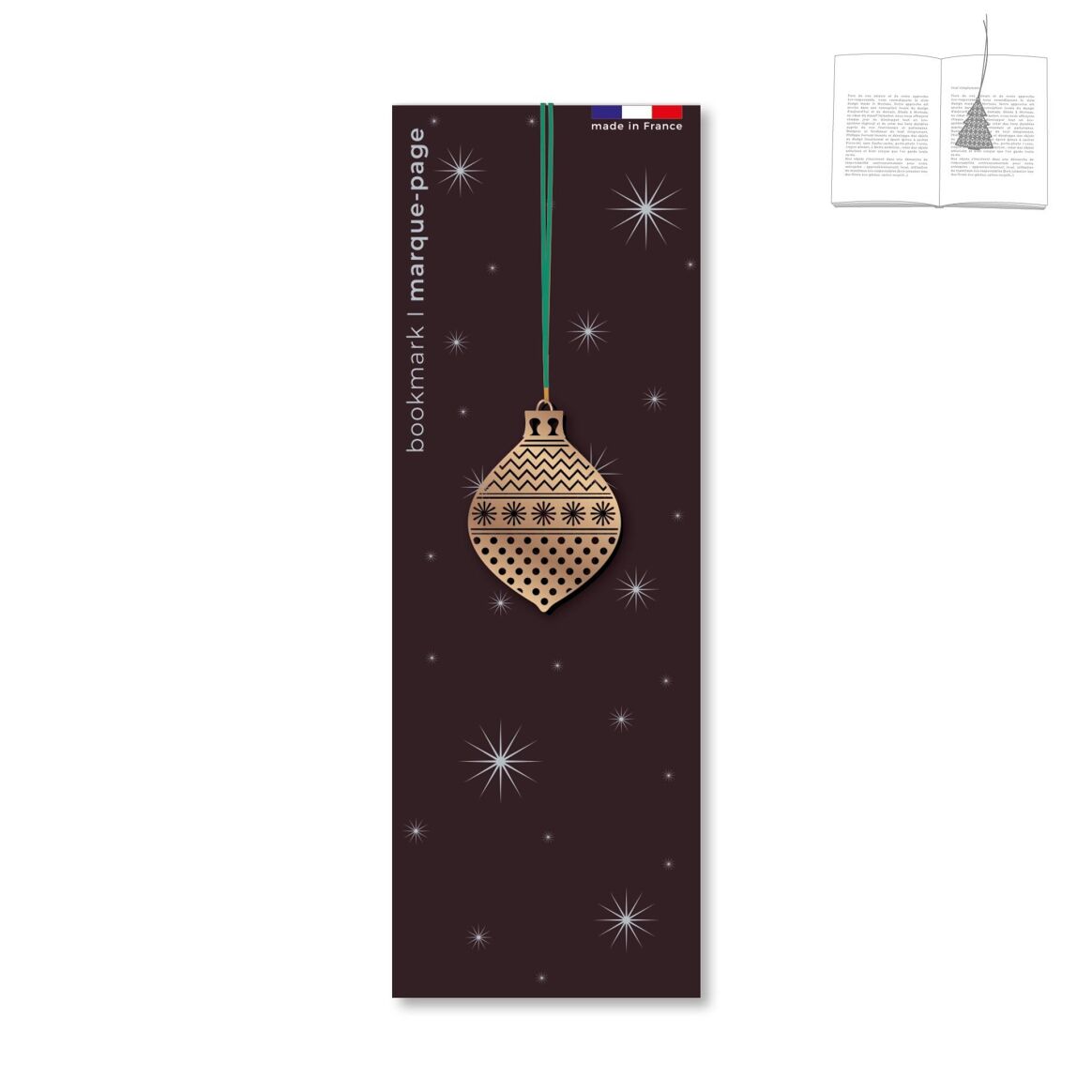 Marque-page en métal boule dorée