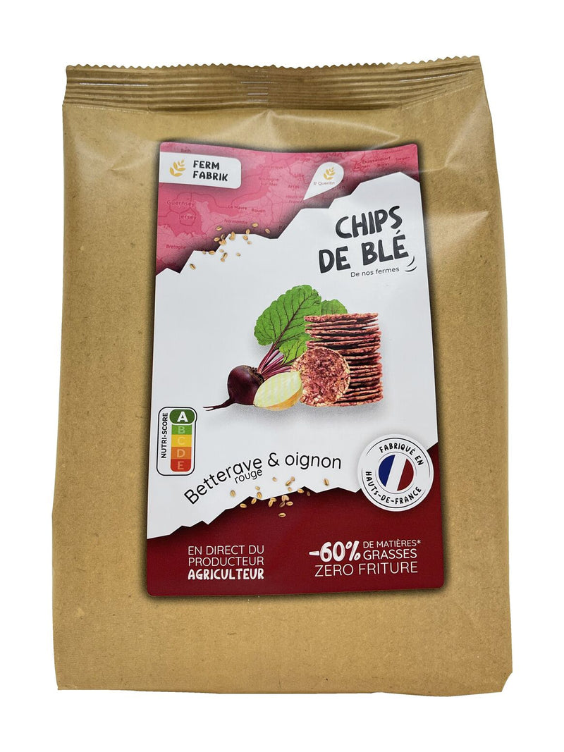 Chips artisanales de Blé fermier - Betterave rouge et Oignon