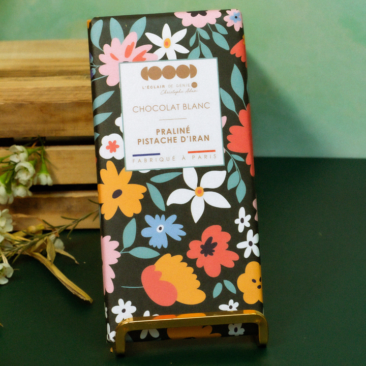 Tablette Chocolat Blanc Praliné Pistache d'Iran