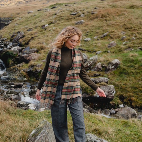 Écharpe Mérinos Carreaux Vert Marron Charbon Camel - John Hanly
