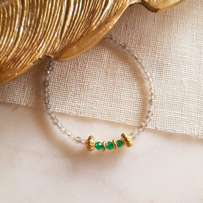 Bracelet Yelena - Labradorite et Onyx vert