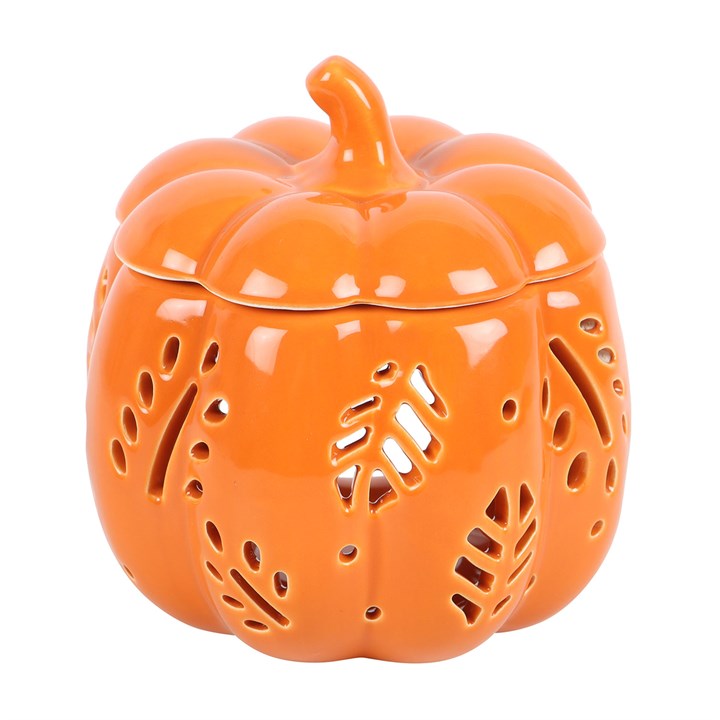 Quemador de perfume de calabaza con hojas caladas