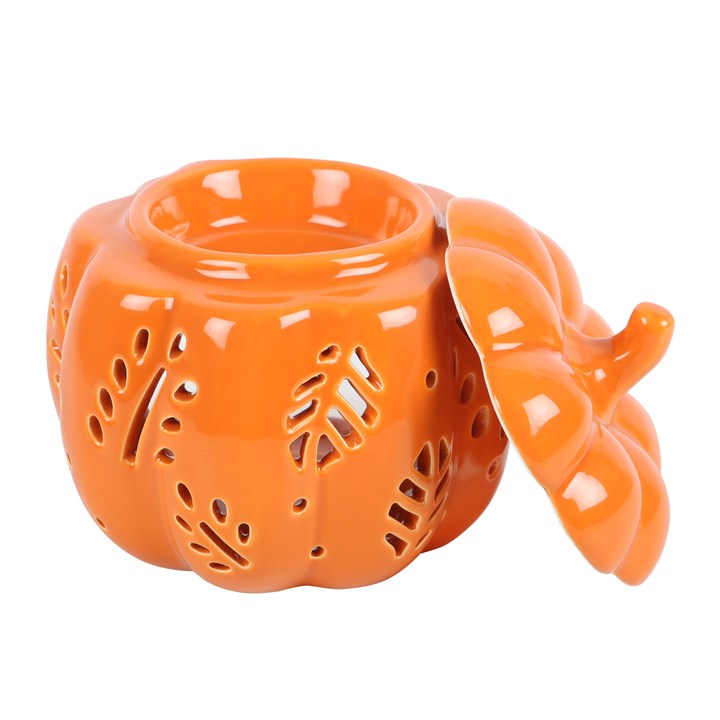 Quemador de perfume de calabaza con hojas caladas