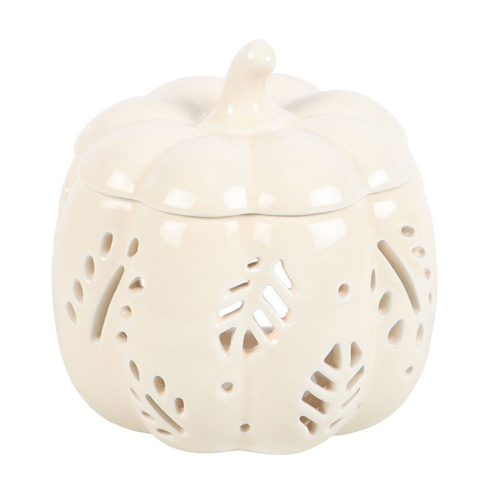 Quemador de perfume de calabaza con hojas caladas